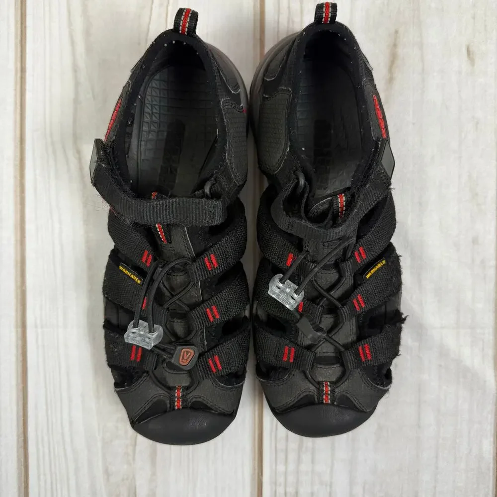 Keen Kids Black Red Newport H2 Water Sandals Hook Loop Shoes Size 5 Youth